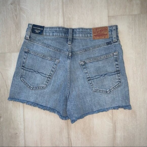 Lucky Brand Jean Shorts Size 28 Blue Denim Multicolour Pompoms Lucky‎ Pins NWT - Picture 7 of 13